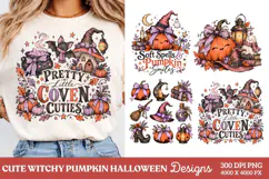 Pretty Little Coven Cuties PNG, Cute Witchy Pumpkin Hallowee Product Image 1