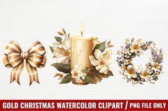 Gold Christmas Watercolor Clipart, Christmas Clipart Product Image 1