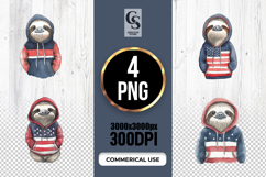 Patriotic Sloth Hoodie Clipart PNG Product Image 1