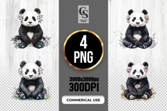 Cute Watercolor Panda Clipart Sublimation PNG Product Image 1