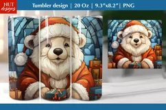 Polar bear Stained Glass tumbler, Christmas tumbler wrap Product Image 1