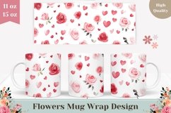 Watercolor Flowers Mug Design, Watercolor Rose Mug Wrap Product Image 1