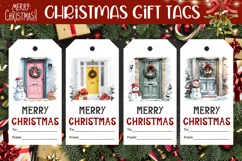 Christmas Door Gift Tag PNG, Christmas Gift Tag Designs Product Image 1