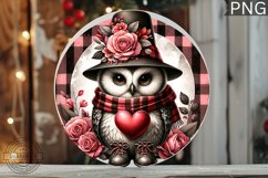 Valentine&#039;s Day Owl Round Sign - Valentine Door Sign PNG Product Image 1