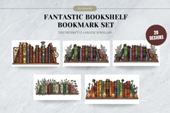 Fantastic Bookshelf Horizontal Bookmark Set,Magical Library Product Image 1