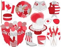 Canada Day CLIPART Patriot Maple White Flag Red Stripes PNG Product Image 4