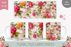 Wooden Mug Template, Pink Peony Mug Sublimation Design Product Image 1