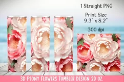 3d Peony flowers Tumbler Design 20 oz. PNG. Product Image 2