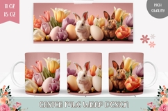 Floral Easter Mug Sublimation, Easter Animals Mug Wrap Product Image 1