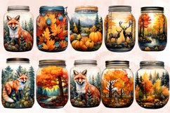 Beautiful Autumn Glass Jar Sublimation, Watercolor Clipart Product Image 2
