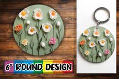 Egg Blossom Sublimation Circle Design Keychain PNG Product Image 1