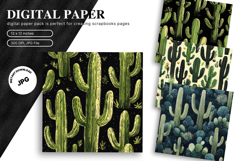 Cactus Succulent Background Wallpaper Wallart Watercolor Product Image 1