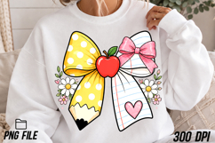 Teacher Pencil Coquette Bow PNG Positive Sublimation Product Image 1
