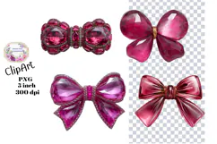 Bows, Pink, Glass, Ephemera, PNG, Junk Journal, clipart Product Image 1