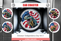 Car Coaster Dinosaur 4th of July Product Image 1