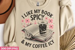 I like my book spicy &amp; my coffee icy PNG, Iced Coffee Mental Product Image 2