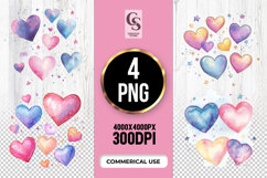 Galaxy Heart Shapes Clipart Sublimation PNG Product Image 1