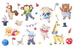 Watercolor Circus Animals Clipart Bundle PNG Product Image 1
