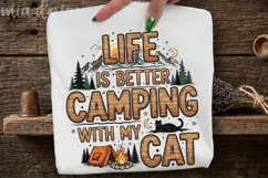 Camping with my Cat PNG, Vintage Retro Camper Sublimation Product Image 3