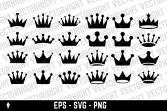 A black and white vector set of crown icons. Product Image 1