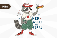 Red White and Feral ,Funny USA PNG Sublimation Design Product Image 1