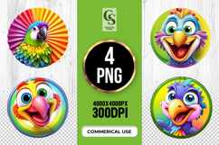 Colorful Talking Parrot Face Clipart Sublimation PNG Product Image 1