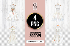 Elegant White Wedding Dress Clipart Sublimation PNG Product Image 1