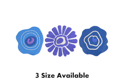 Blue Abstract Flower Trio Modern Embroidery Design Product Image 1