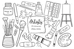Art Supplies Doodle PNG SVG Product Image 1