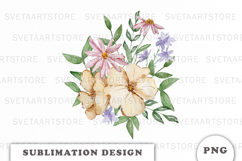 Watercolor Flowers Bouquet png Product Image 1