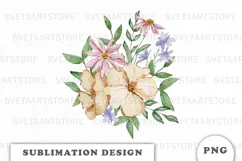 Watercolor Flowers Bouquet png Product Image 1