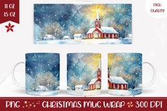Winter Mug Wrap Design, Christmas Village Mug Sublimation Product Image 1