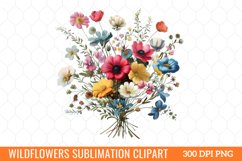 Colorful Wildflowers Sublimation Clipart Product Image 1