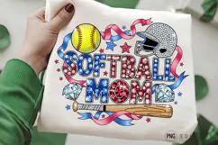 Softball Mom PNG Design ,Softball Mom PNG Design Patriotic Product Image 1