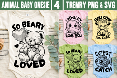 Cute Animal Baby SVG PNG Funny Baby Shower Onesie Product Image 1