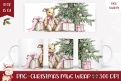 Cartoon Christmas Bunny Mug, Christmas Tree Mug PNG Product Image 1