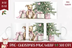 Cartoon Christmas Bunny Mug, Christmas Tree Mug PNG Product Image 1