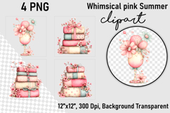 Whimsical pink Summer clipart PNG, Summer clipart Product Image 1