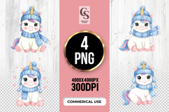 Cute Winter Unicorn Clipart Sublimation PNG Product Image 1