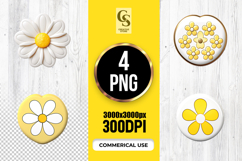 Minimal Daisy Flower Icon Clipart Sublimation PNG Product Image 1