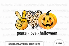 Peace Love Halloween png sublimation designs downloads Product Image 1