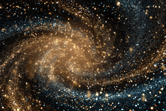 "Cosmic Glitter Spiral Background - Gold &amp; Blue Galaxy Spark Product Image 1