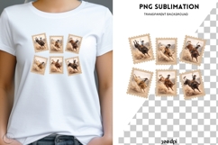 Vintage Rodeo Bull Riding PNG Bundle | Cowboy Western Stamp Product Image 1