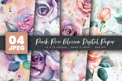 Peach Rose Blossom Digital Paper Product Image 1