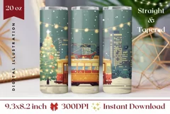Christmas Tumbler Wrap, Christmas Tram Sublimation Tumbler Product Image 1