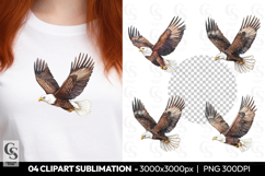 Flying Eagle Bird Realistic Clipart Sublimation PNG Product Image 1