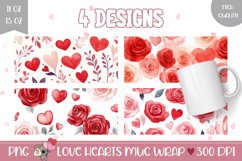 Watercolor Flowers Mug Designs, Red Roses Mug Sublimation Product Image 1