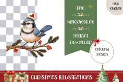 Cartoon Christmas Bird Illustration, Funny Winter Bird PNG Product Image 1