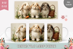 Animals Mug Wrap, Cute Easter Bunnies Mug Sublimation Product Image 1