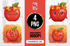 Cute Red Apple Face Clipart PNG Product Image 1